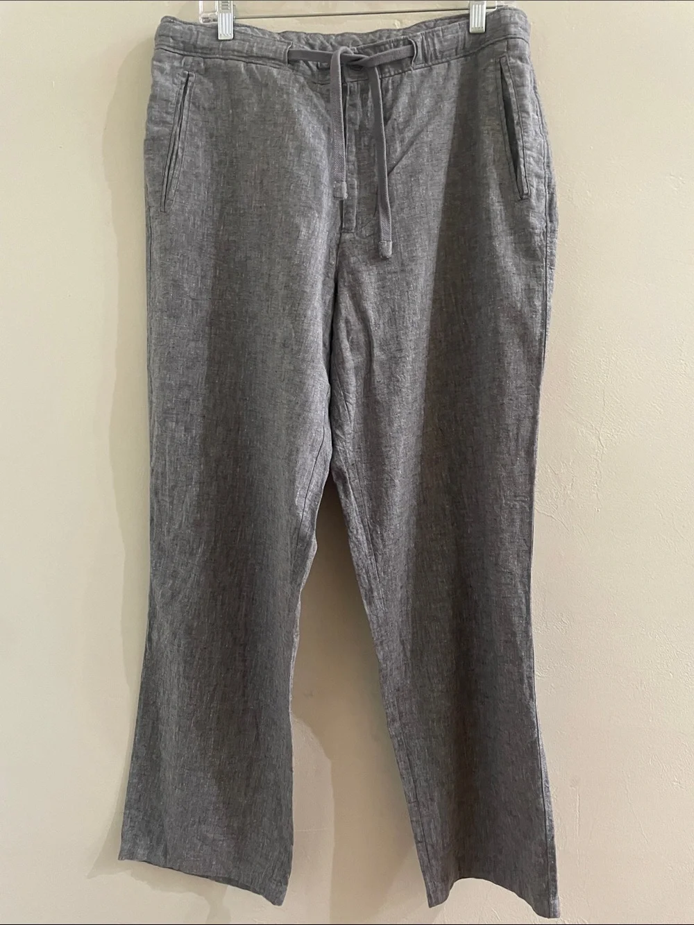 Tasso Elba Island Men's Relaxed 34/32 Linen-Blend Grey Drawstring Pants